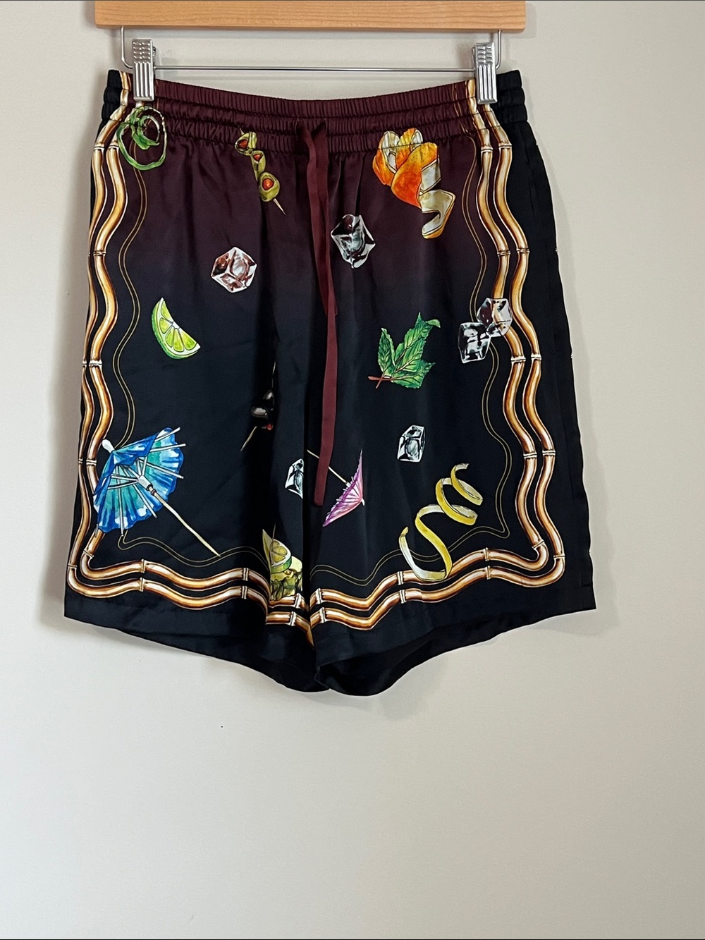 Casablanca $925 NWT Casa Club Silk Shorts Cocktail Print Size Medium
